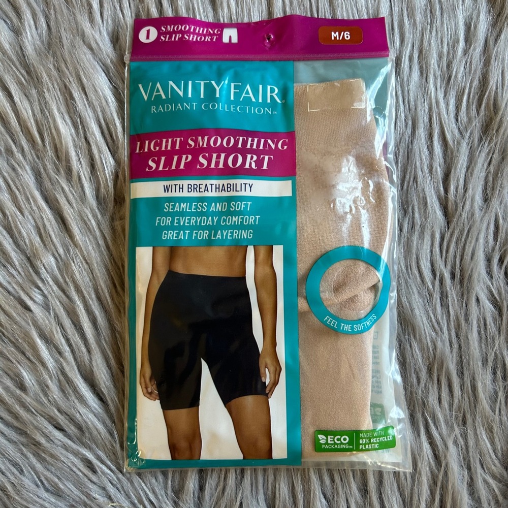 Vanity Fair Radiant Light Smoothing Slip Short Women's Size Medium/6 Beige